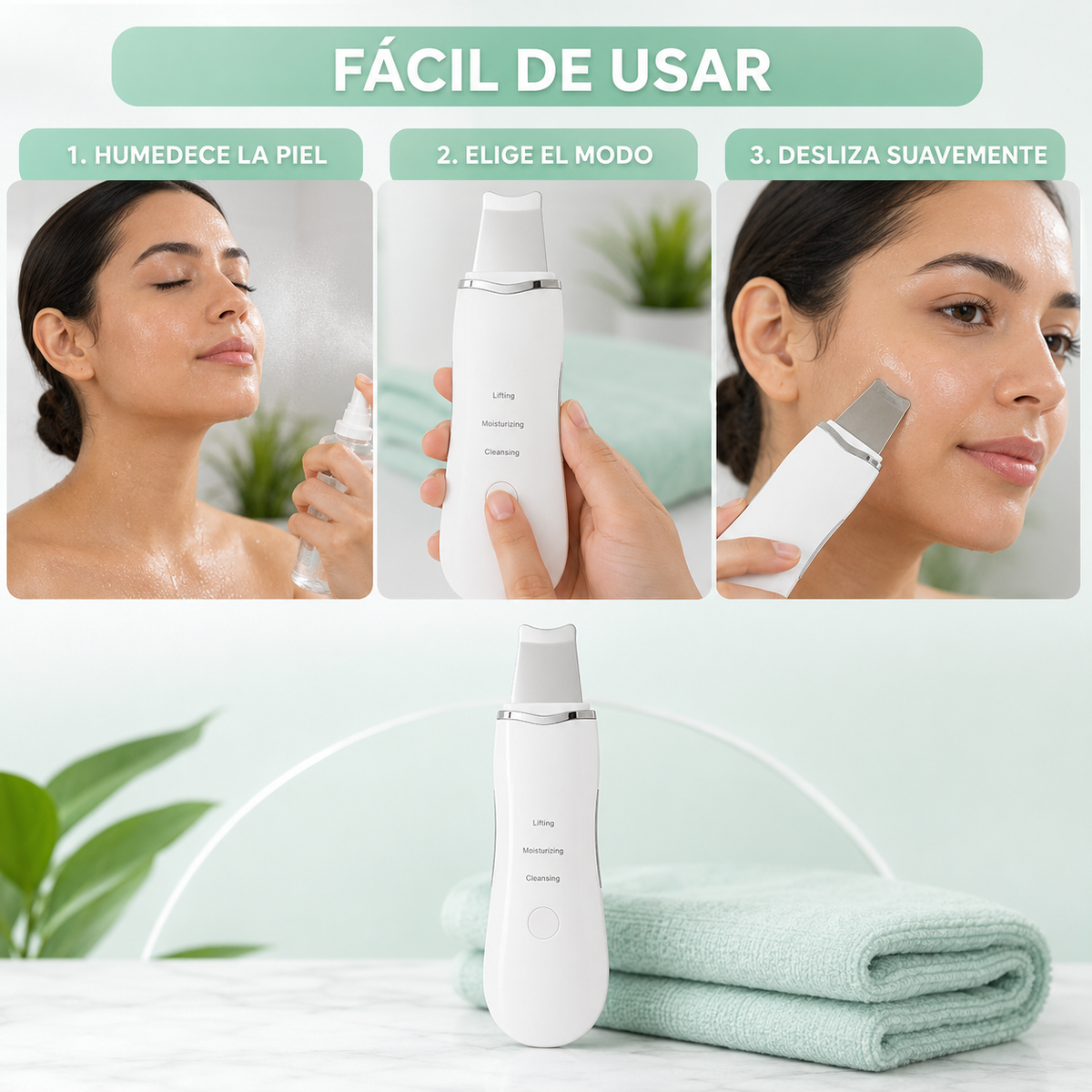 Espatula Ultrasonica Facial 3 En 1